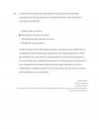 International Business Chapter 14 Which The Following Organizational Structures Are The Domestic Operations And Foreign Operations