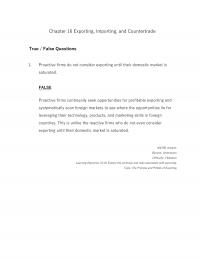 International Business Chapter 16 Exporting Importing And Countertrade True False Questions Proactive Firms Not Consider
