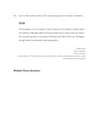 International Business Chapter 17 Justintime Systems Help Firm Respond Quickly Increases Demand False The Drawback Jit
