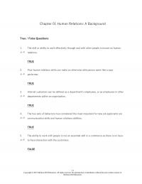 Human Resources Chapter 1 Human Relations Background True False Questions The Skill Ability Work Effectively