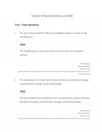 International Business Chapter 18 Global Marketing And Rampd True False Questions The Set Choices The
