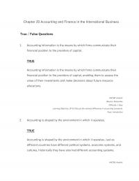 International Business Chapter 20 Accounting And Finance The International Business True False Questions Accounting Information
