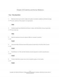 Human Resources Chapter 10 Creativity And Human Relations True False Questions Business Factors Such The