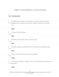 Human Resources Chapter 14 Human Relations World Diversity True False Questions According The Bureau Labor