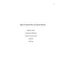 Impact Of Cultural Values On Consumer Behavior