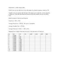 Managerial Economics Cost Analysis