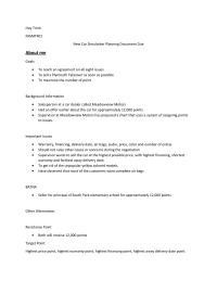 New Car Stimulation Planning Document