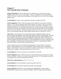 Business Ethics Chapter 9 The Umbrella Duty Integrity Hypothetical This Was Taken From Riehlmann
