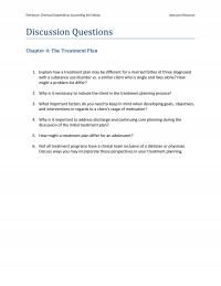 Counseling DQ04 Perkinson Chemical Dependency Counseling Edition Instructor Resource Discussion Questions The Treatment