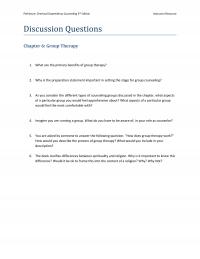 Counseling DQ06 Perkinson Chemical Dependency Counseling Edition Instructor Resource Discussion Questions Group Therapy