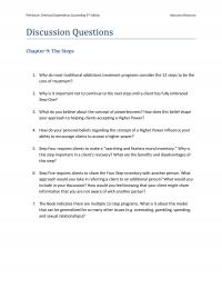 Counseling DQ09 Perkinson Chemical Dependency Counseling Edition Instructor Resource Discussion Questions The Steps