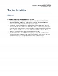 Counseling Chapter 13 Instructor Resource Perkinson Chemical Dependency Counseling Sage Publishing Activities The