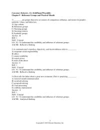 Marketing Chapter 9 Consumer Behavior Schiffman wisenblit Reference Groups And Wordofmouth Are Groups That Serve