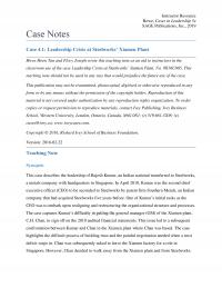 Management Chapter 4 1 Instructor Resource Rowe Cases Leadership Sage Publications Inc Case Notes Case Leadership