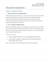 Management DQ09 Instructor Resource Rowe Cases Leadership Sage Publications Inc Discussion Questions Authentic