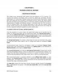 Investments & Securities Chapter 9 International Bonds Summary This Covers International Bond Markets From