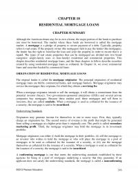 Investments & Securities Chapter 10 Residential Mortgage Loans Summary Although The American Dream May Own