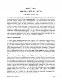 Investments & Securities Chapter 15 Assetbacked Securities Summary Security Created Pooling Loans Other Than Residential