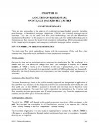 Investments & Securities Chapter 18 Analysis Residential Mortgagebacked Securities Summary There Are Two Approaches The