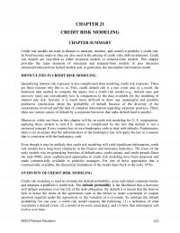 Investments & Securities Chapter 21 Credit Risk Modeling Summary Credit Risk Models Are Used Finance