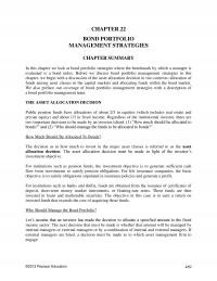 Investments & Securities Chapter 22 Bond Portfolio Management Strategies Summary This Look Bond Portfolio