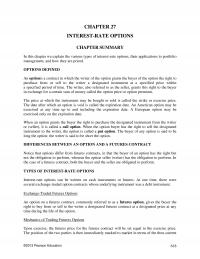Investments & Securities Chapter 27 Interestrate Options Summary This Explain The Various Types Interestrate