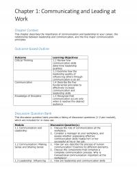 Business Communication Chapter 1 Communicating And Leading Work Context This Describes The Importance