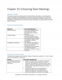 Business Communication Chapter 10 Enhancing Team Meetings Context This Discusses Meeting Structure And