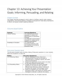 Business Communication Chapter 13 Achieving Your Presentation Goals Informing Persuading And Relating Context This