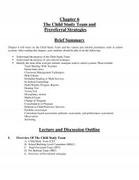 Special Education Chapter 6 The Child Study Team And Prereferral Strategies Brief Summary Will