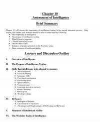 Special Education Chapter 10 Assessment Intelligence Brief Summary Will Discuss The Importance Intelligence Testing