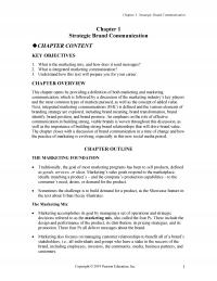 Marketing Chapter 1 Strategic Brand Communication Strategic Brand Communication Content Key Objectives
