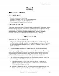 Marketing Chapter 2 Advertising Advertising Content Key Objectives Describe The Practice Advertising