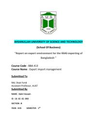 Export Environment Of Rmg Sector