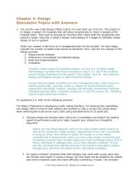 Software Design & Engineering Chapter 4 Design Discussion Topics With Answers You Are The New Chief Design
