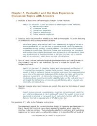 Software Design & Engineering Chapter 5 Evaluation And The User Experience Discussion Topics With Answers Describe Least
