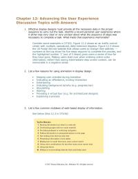 Software Design & Engineering Chapter 12 Advancing The User Experience Discussion Topics With Answers Effective Display Designs