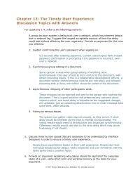 Software Design & Engineering Chapter 13 The Timely User Experience Discussion Topics With Answers For Questions Refer