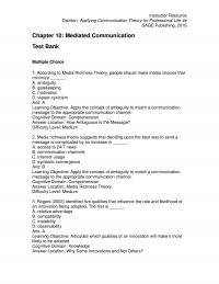 Business Communication Dainton4e_TB10 Instructor Resource Dainton Applying Communication Theory For Professional Life Sage Publishing