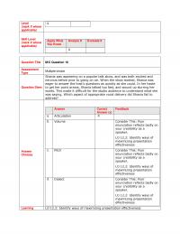 Business Communication Chapter 12 Level Mark Where Applicable Skill Level Apply What Analyze Evaluate Mark Where