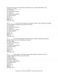 Marketing Chapter 3 The Sales Goal Set For Product Line Company Division Sales Representative Organization