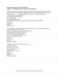 Marketing Chapter 3 Marketing Management Kotlerkeller Collecting Information And Forecasting Demand The Manager Organization