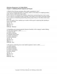 Marketing Chapter 8 Marketing Management Kotlerkeller Identifying Market Segments And Targets Which The Following
