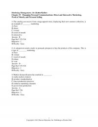 Marketing Chapter 19 Marketing Management Kotlerkeller Managing Personal Communications Direct And Interactive Marketing Word