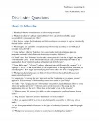 Communications DQ Northouse Leadership Sage Publications Discussion Questions Followership What Has Led The