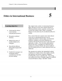 International Business Chapter 5 Ethics International Business Ethics International Business Learning Objectives This Looks