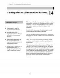 International Business Chapter 14 The Organization International Business The Organization International Business Learning Objectives This