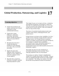 International Business Chapter 17 Global Production Outsourcing And Logistics Global Production Outsourcing And Logistics Learning