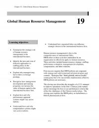 International Business Chapter 19 Global Human Resource Management Global Human Resource Management Learning Objectives Understand