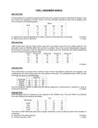 Assignment Model